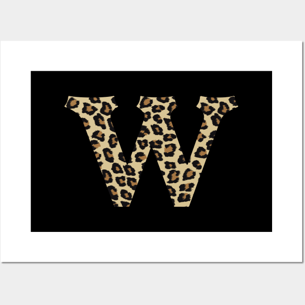 Letter W Leopard Cheetah Monogram Initial Wall Art by squeakyricardo